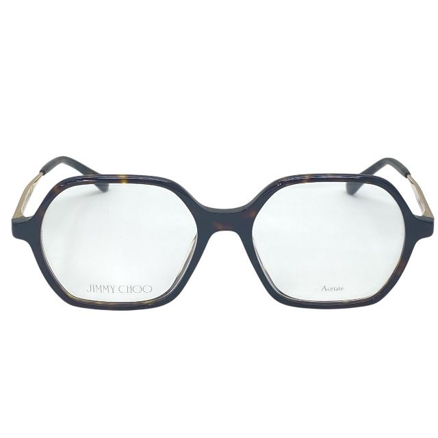ジミーチュウ JC380|G 086 145 51□17 眼鏡 メガネ アイウェア スクエアフレーム 多角形 ブラウン べっ甲 グリッター ロゴ JIMMY CHOO