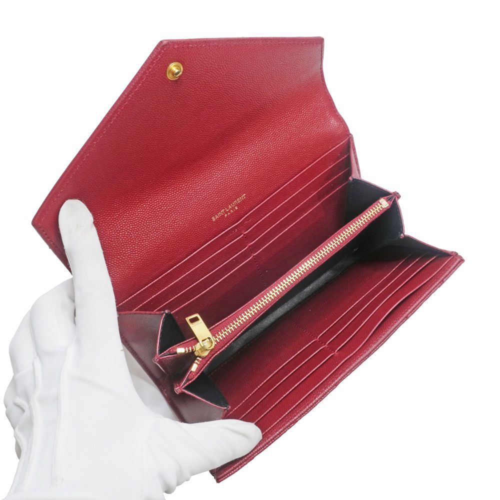 名東】【SAINT LAURENT】サンローラン 二つ折り長財布 ワイン 名東】【SAINT LAURENT】サンローラン 二つ折り長財布 ワイン
