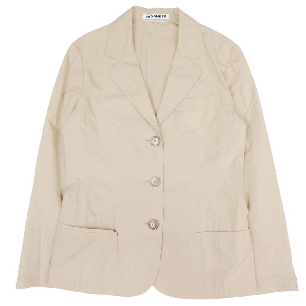 JIL SANDER ジルサンダー 薄手 コットンジャケット テーラードジャケット シングル 3釦 ブレザー ブルゾン 裏地なし 34 ベージュ レディース 古着