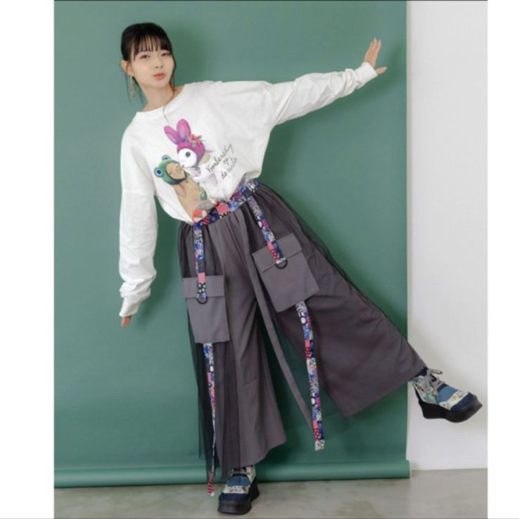 Scolar チュールとラインテープのカーゴパンツ