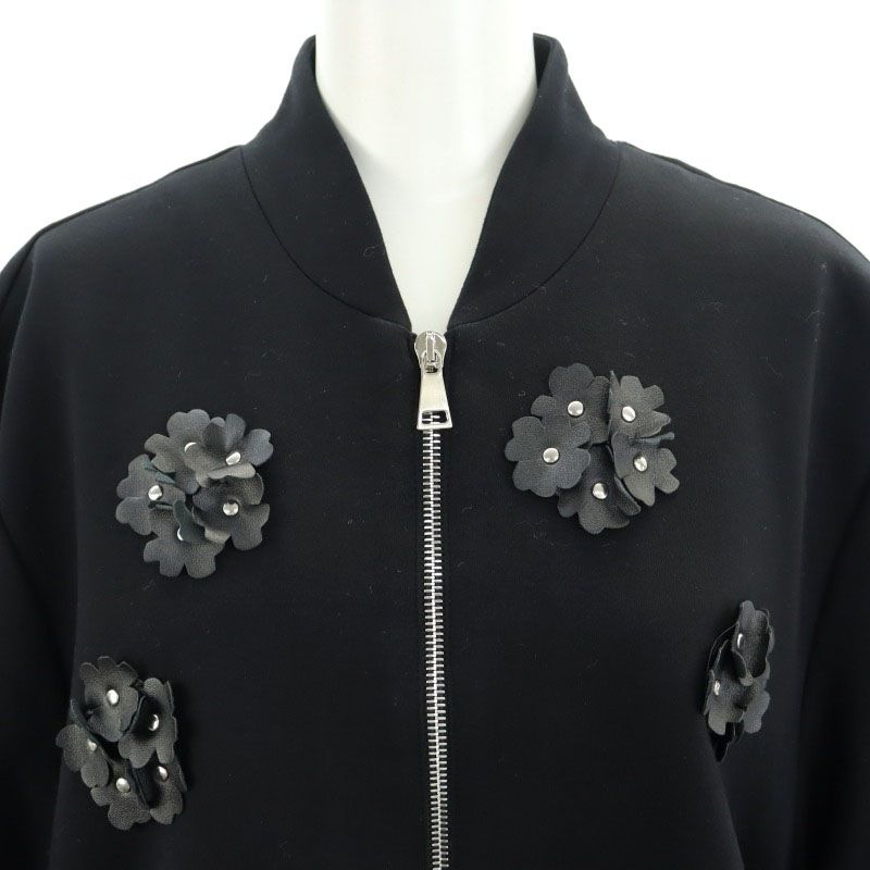 モンクレール MONCLER ジーニアス ×noir kei ninomiya 18AW MAGLIA CARDIGAN マグリア フラワー  カーディガン ジャケット ブルゾン ドロスト ジップアップ XS 黒 ブラック /ES ■OS