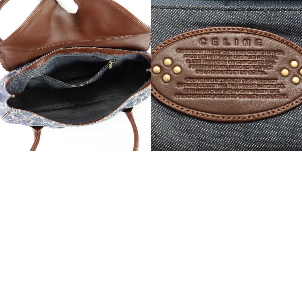 新品同様 セリーヌ パリ マカダム ラージ シューケット デニム レザー  