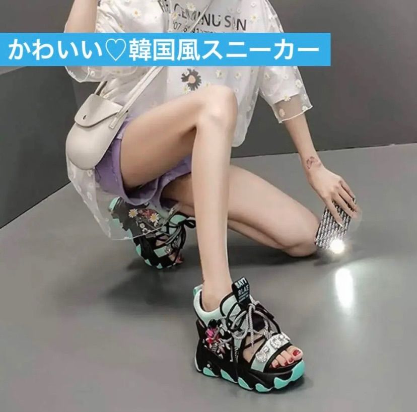 韓国風 厚底スニーカー サンダル 美脚効果 かわいい スポーツ
