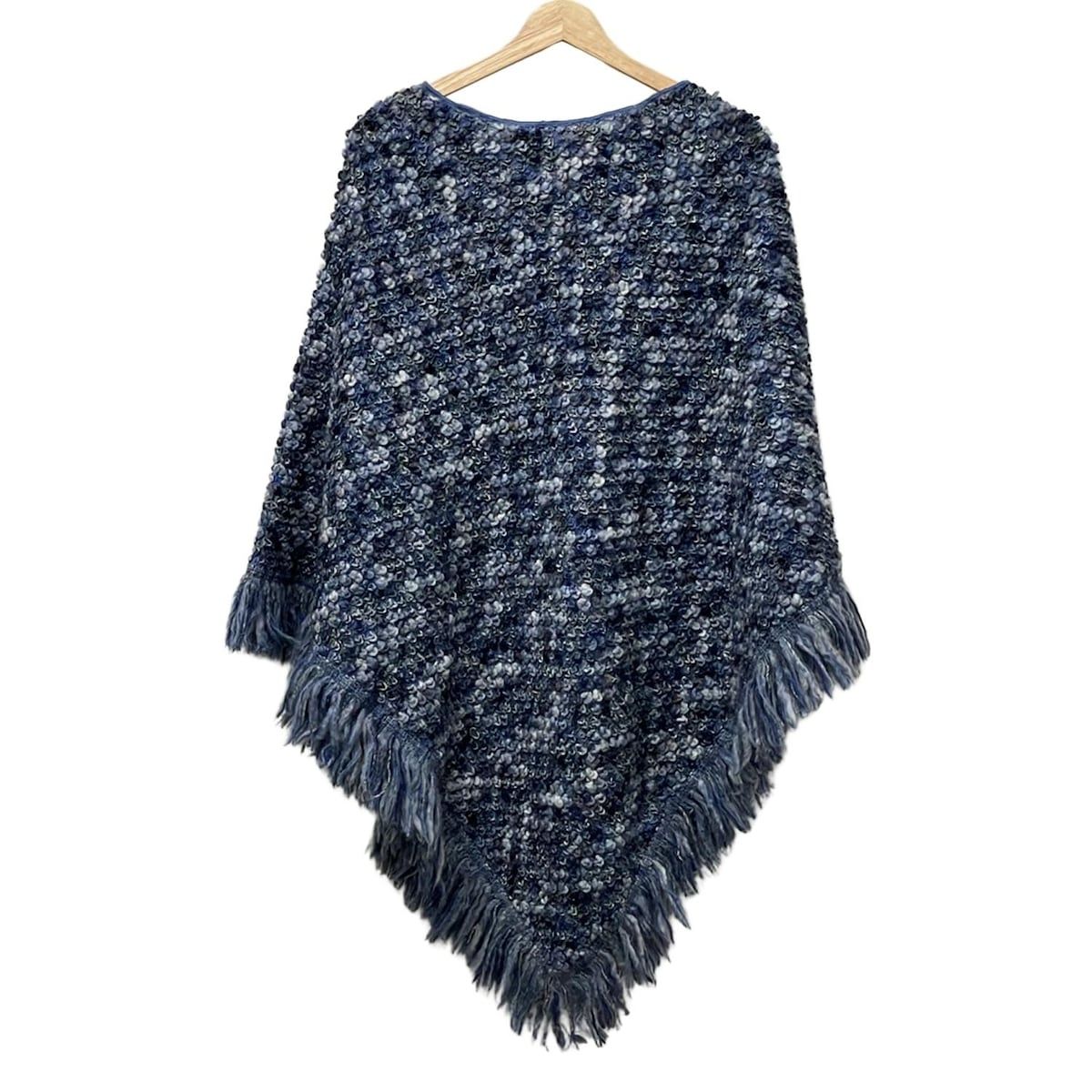 MISSONI ミッソーニ ポンチョ レディース - ネイビー×ダークネイビー×マルチ ニット|フリンジ|秋|冬