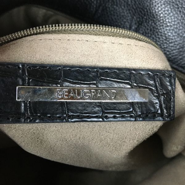 BEAUGRAND/ボーグラン　レザー　肩掛け/ハンドバッグ〈黒/BLACK/ブラック〉bag〕菅NO.YB19-8 BEAUGRAND/ボーグラン レザー 肩掛け/ハンドバッグ〈黒/BLACK〉bag〕菅