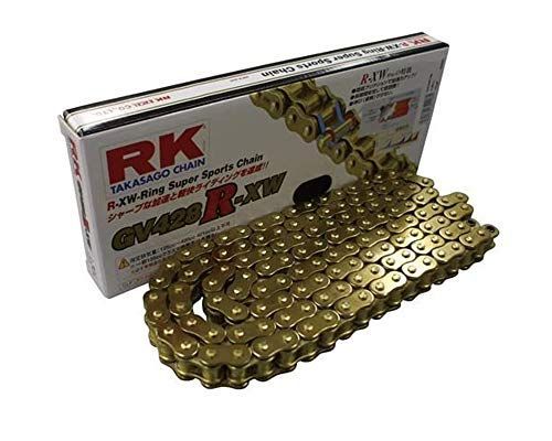 140L_ゴールド アールケー(RK) ドライブチェーン GV428R-XW 140L カシメジョイント 電着ゴールドコート
