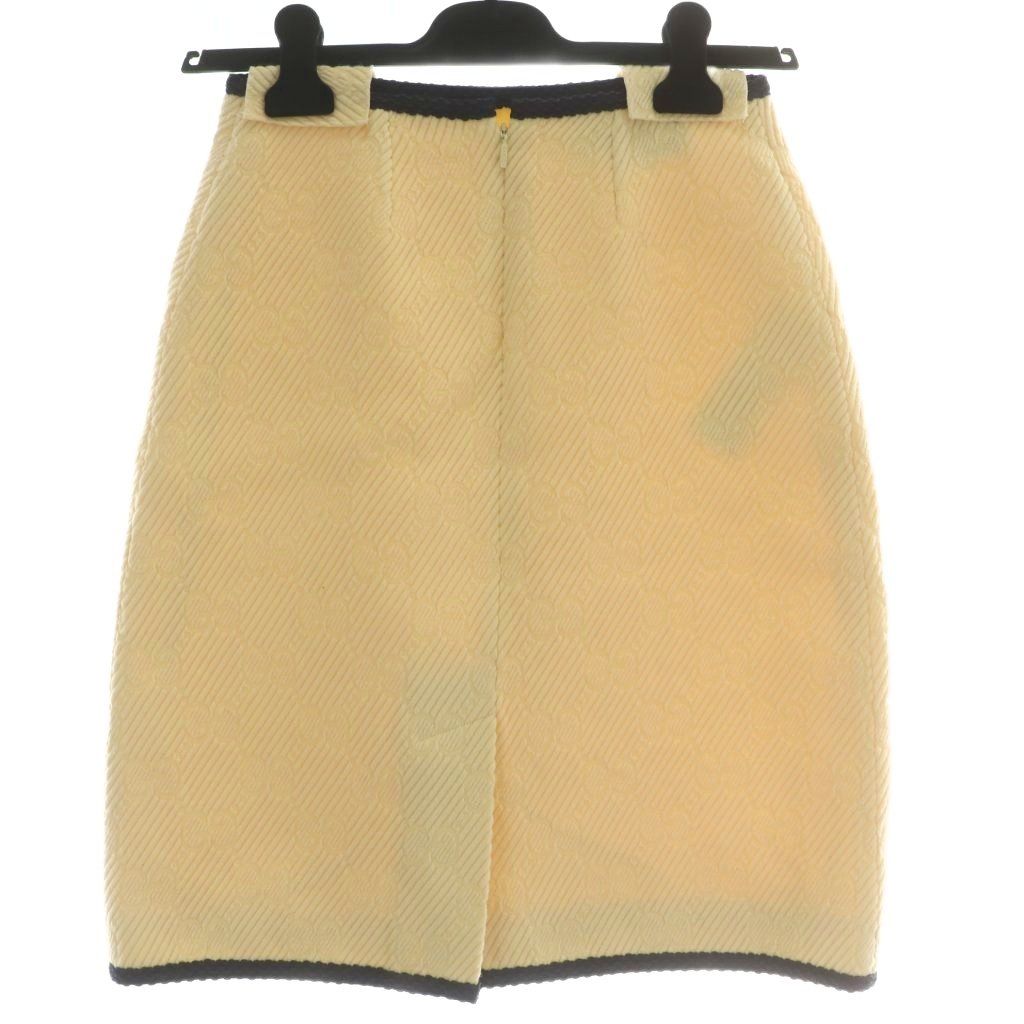 グッチ GUCCI 台形スカート ウール シルク混 ひざ丈 GG柄 総柄 アイボリー 紺 ネイビー XZ