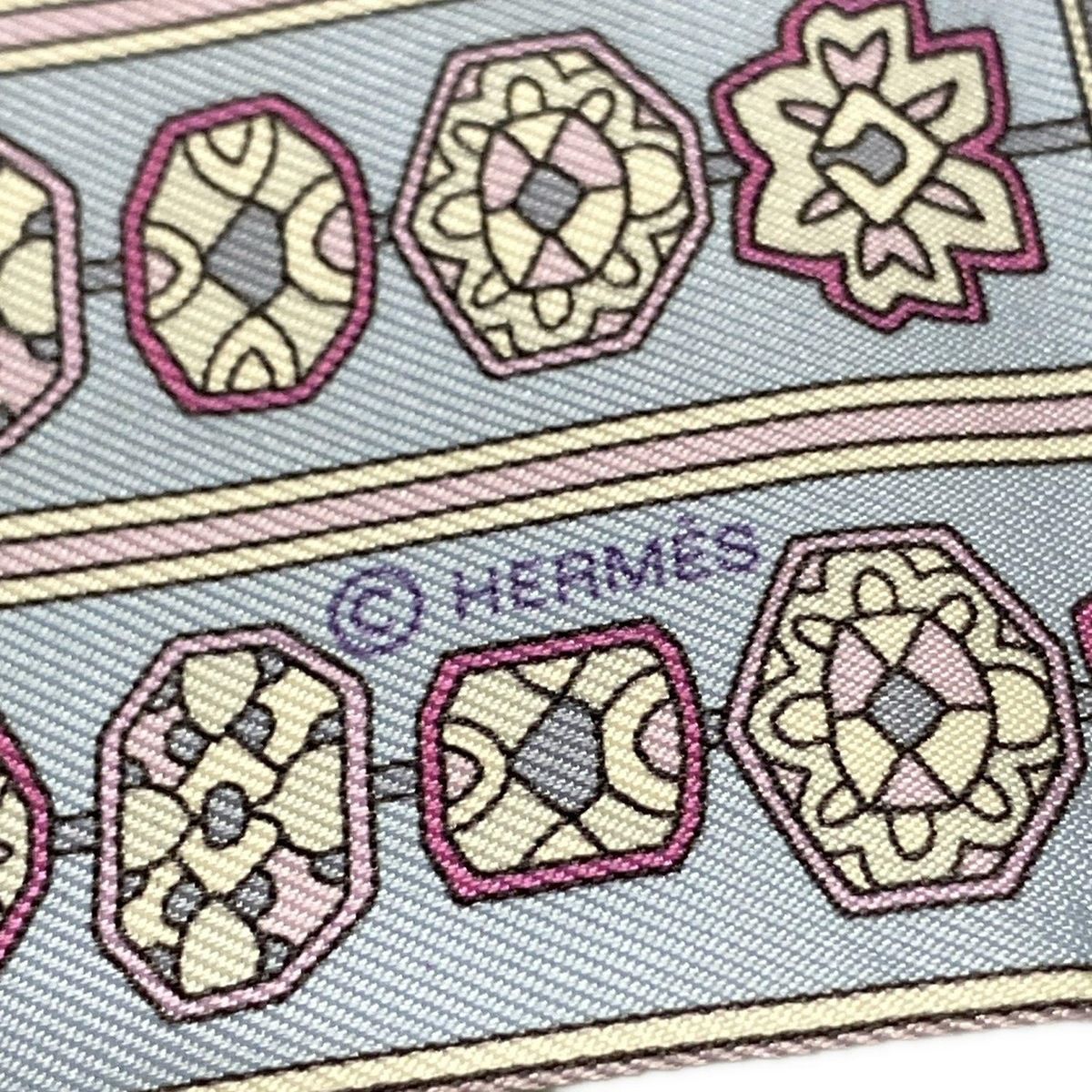 エルメス HERMES ツイリー ライトブルー×ライトパープル×マルチ TAPIS  