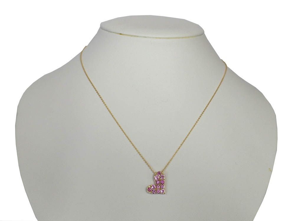 ピンクサファイア ハートモチーフネックレス K18PG 4.3g 45cm ソーティング付き Jewelry PinkSapphire1.41ct Necklace