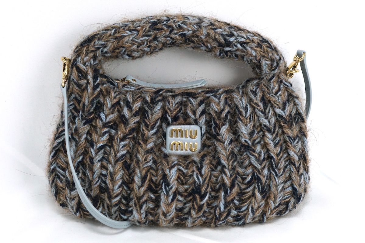 miumiu ニット編みハンドバッグ miu MIUMIU ミュウミュウ 編み込みバッグ 2WAY ハンドバッグ