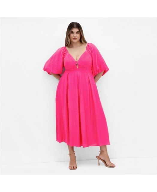 送料無料 シティーシック レディース ワンピース トップス Plus Size Shae V Neck Dress Hot pink