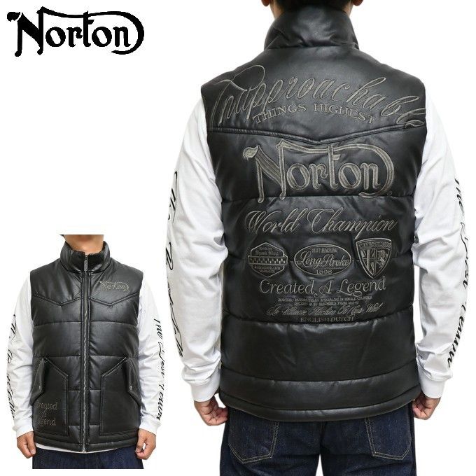 ノートン Norton 服 アパレル 253N1602 PU レザーマックスステッチ 中綿ベスト カジュアル アウター メンズ 253n1602