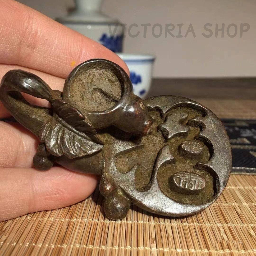 銅制 瓢?福字倒流香炉 時来運転香炉 茶道禅意 装飾品 工芸品