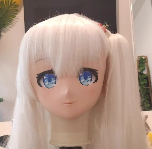 全頭マスク カツラ付き ロック付き NO.465 ドール ヘッドロリータ人形 コスプレ 変身 仮装 着ぐるみ kigurumi 二次元