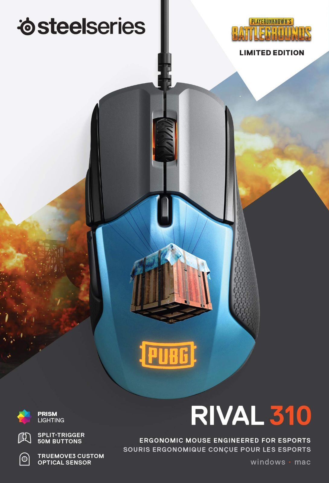 特価商品】SteelSeriesゲーミングマウス Rival 310 PUBG Edition