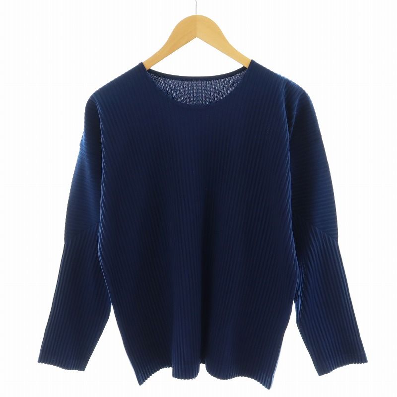オムプリッセイッセイミヤケ HOMME PLISSE ISSEY MIYAKE Tシャツ カットソー 長袖 2 M 紺 ネイビー /AN18