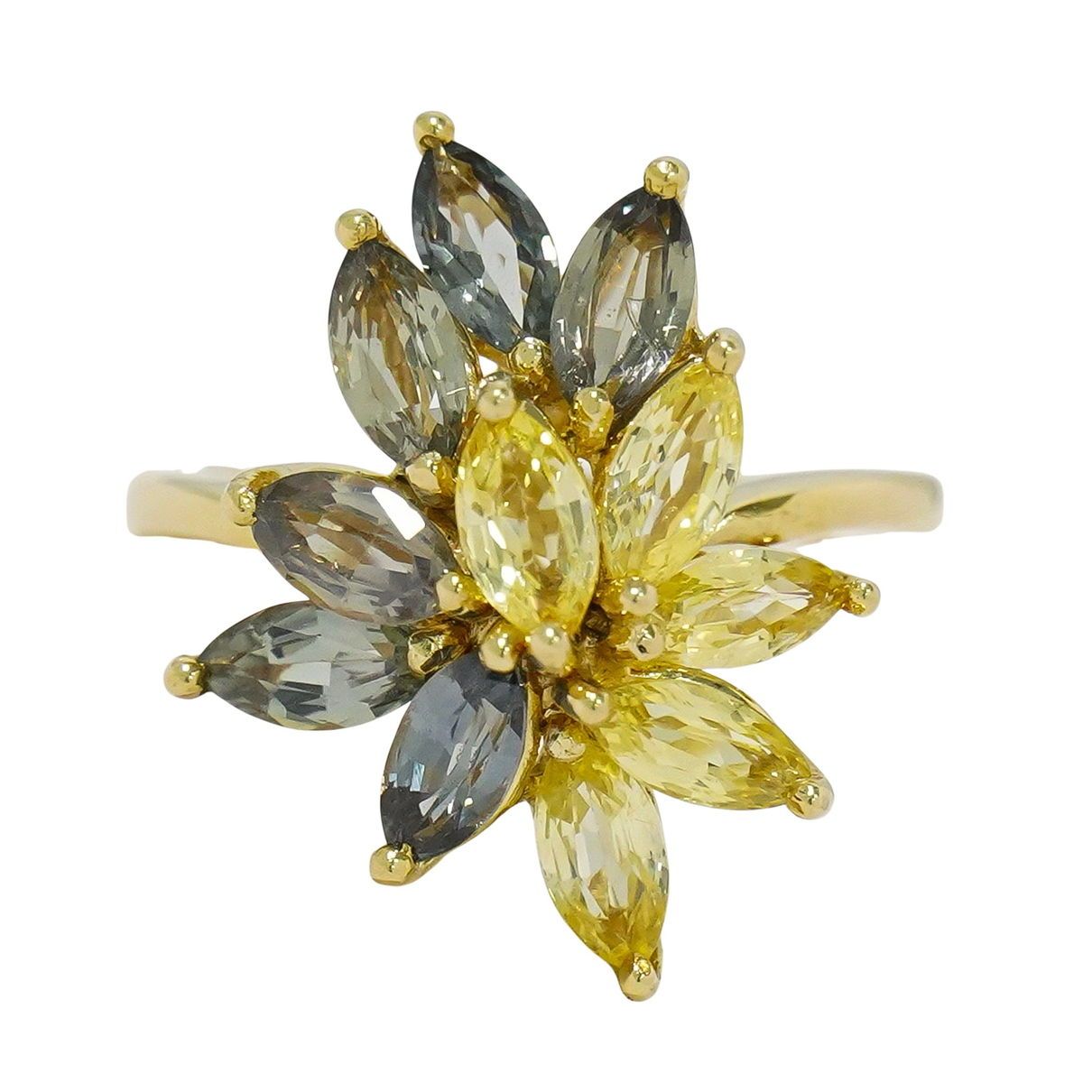 本物 サファイア 1.89ct 1.39ct 18K YG リング 指輪 10.5号 イエロー  