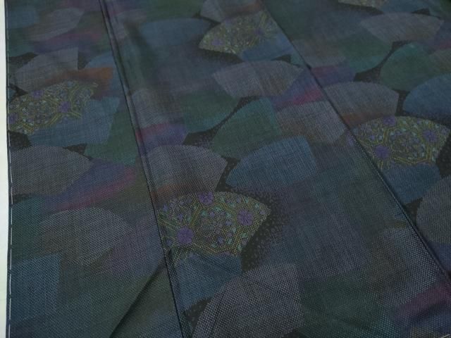 平和屋着物○本場大島紬 9マルキ 泥染め 地紙重ね吉祥文 正絹