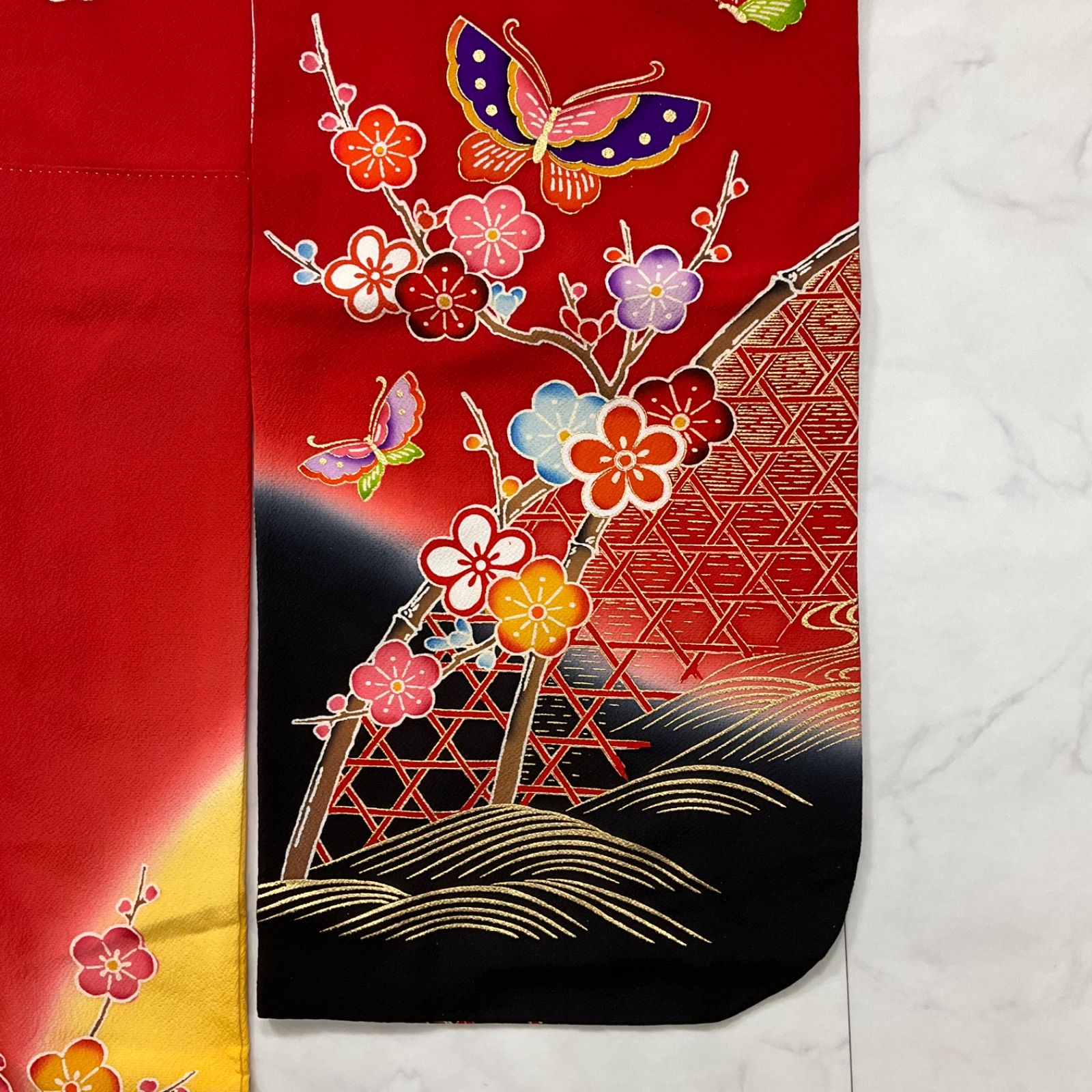 kimono+one◇美品◇7歳くらい用◇紅型染◇正絹◇丹後ちりめん◇子供