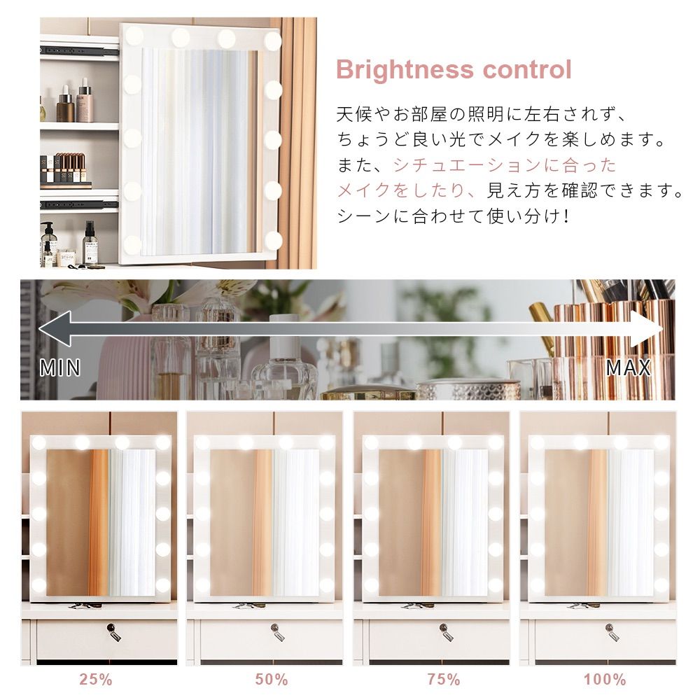 本日限定）新品 ドレッサーセット スライド鏡 大容量収納 女優