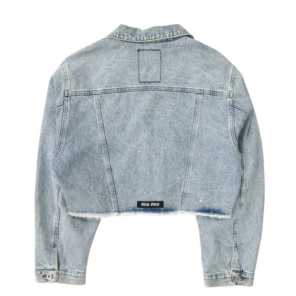 新品同様 ミュウミュウ ラインストーン ダメージ加工 GWB082