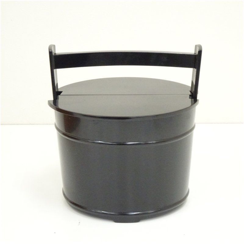 Ｓ９３　水指　『塗師　川瀬表完作』『黒真塗』『手桶水指』　共箱　茶道具 塗師 川瀬表完造 黒真塗手桶水指（共箱） 水指し 茶道 茶道具 おしゃれ