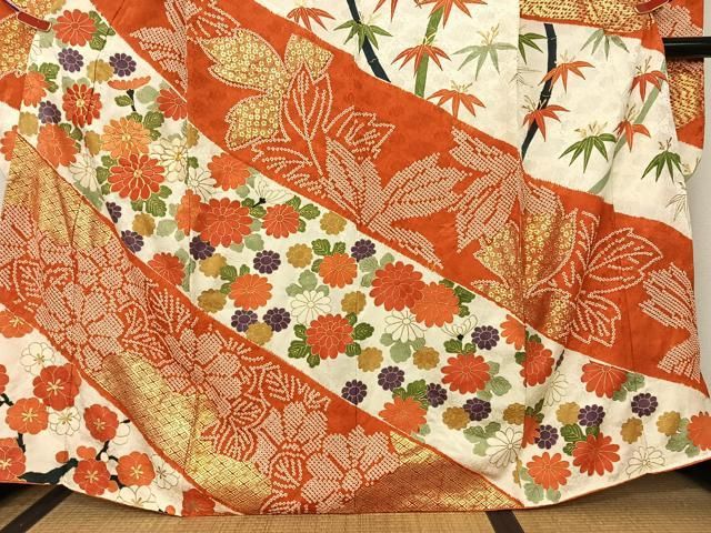 平和屋着物○豪華振袖 駒刺繍 絞り 草花文 金彩 正絹 逸品