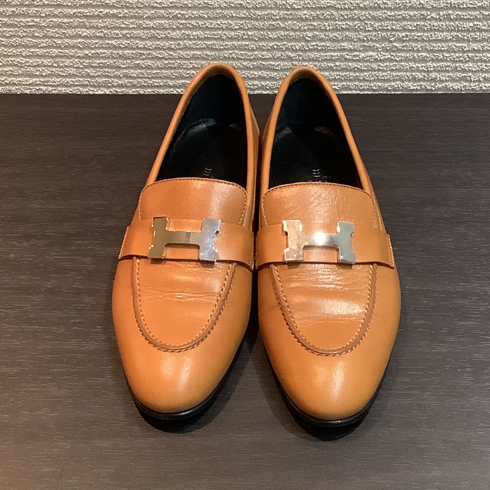 エルメス HERMES パリ ローファー ブラウン シルバー金具 AF172108Z 