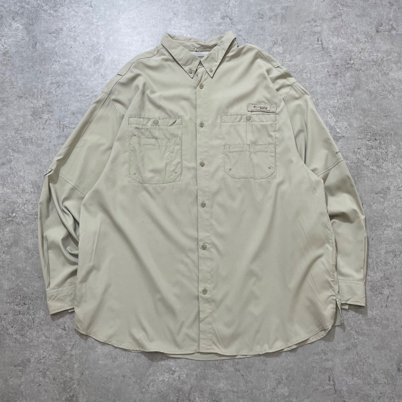 コロンビアPFG 長袖シャツ ベージュ 無地 XXL【LS022】