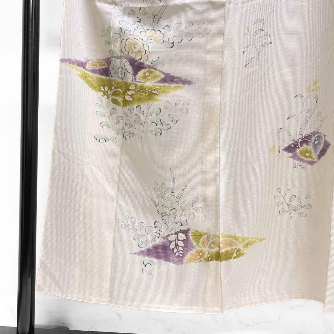 訪問着 単衣 辻ヶ花 藤の花 松皮菱 着物 074a p