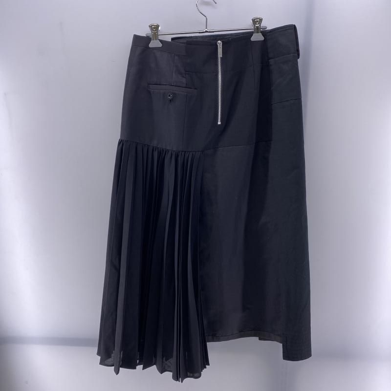 中古】sacai SUITING SKIRT プリーツ切替 サイズ3 ブラック 中古】sacai SUITING SKIRT プリーツ切替 サイズ3 ブラック