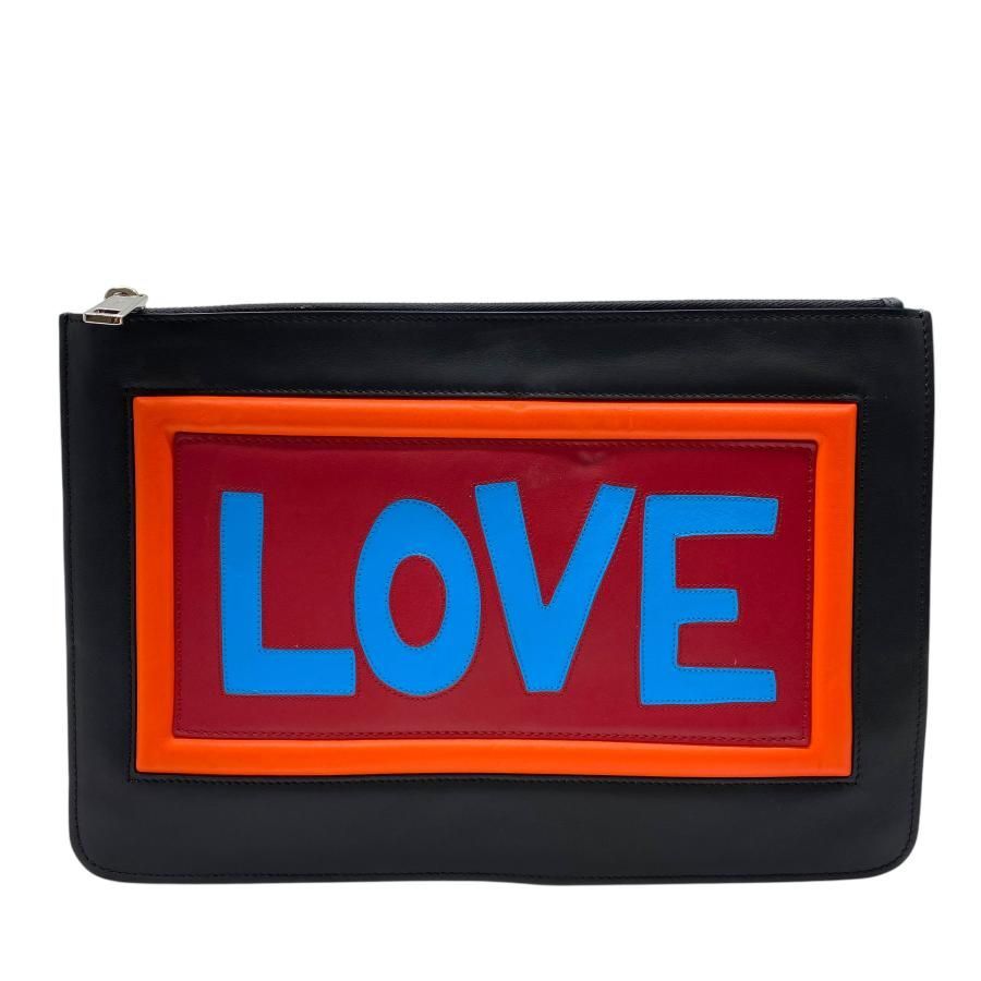FENDI フェンディ 7N0078 LOVE セカンドバッグ クラッチバッグ クラッチポシェット レザー ブラック マルチ
