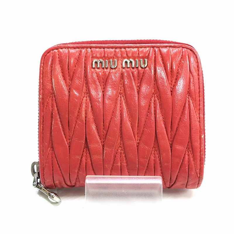 ミュウミュウ MIUMIU マテラッセ レザー 折り財布 ピンク 財布