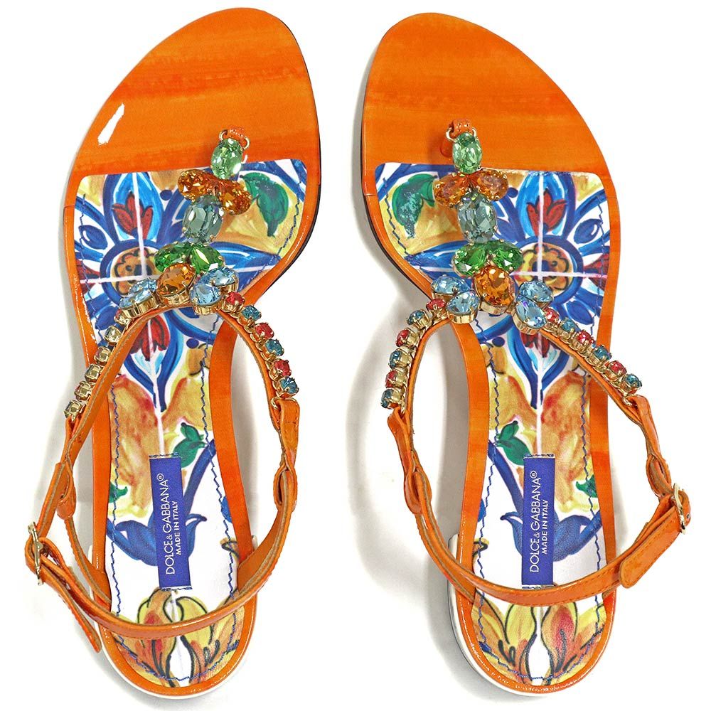 【Dolce&Gabbana】マヨリカプリント キャンバス サンダル Dolce & Gabbana マヨルカプリント サンダル | パープル
