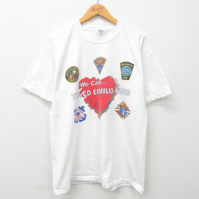 L/古着 半袖 ビンテージ Tシャツ メンズ 90s エドエルミリオ 企業広告 コットン クルーネック 白 ホワイト 23jun24 中古