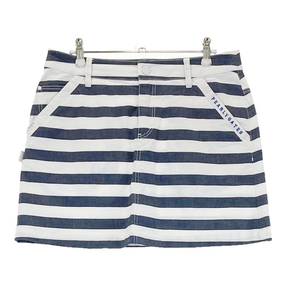 サイズ 2 PEARLY GATES パーリーゲイツ 30周年モデル ストレッチスカート ボーダー柄 ネイビー系 240101407720 ゴルフウェア レディース ストスト