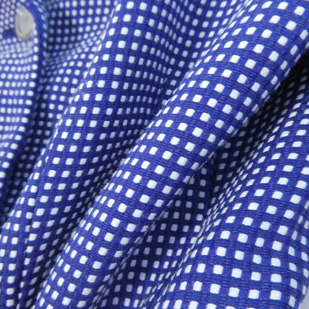 美品 KARL LAGERFELD カールラガーフェルド サイズ36 シングル 4B テーラードジャケット スーツ ドット柄 ロゴ ブルー系 ポリエステル×レーヨン 青 レディース