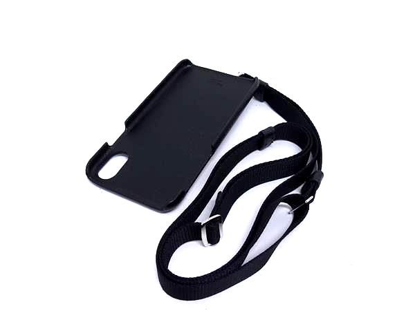 iPhoneXS MAX ケース サフィアーノレザー 黒×シルバーロゴ　エンボス □極美品□ PRADA プラダ サフィアーノレザー iPhone X/XS対応