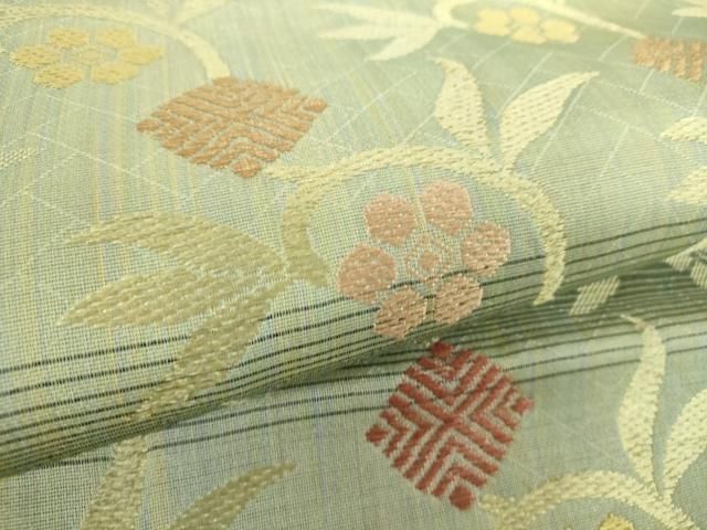 平和屋着物○両面 六通柄袋帯 唐織 名物裂 笹蔓緞子 金糸 正絹 逸品  