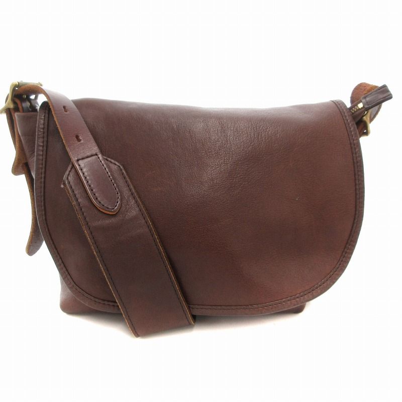 【美品】SLOW ダークブラウン ショルダーバッグ スロウ SLOW ショルダーバッグ メッセンジャー レザー ダーク
