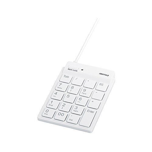 ホワイト_単品 バッファロー BUFFALO 有線スリムテンキーボード ハブ付き ホワイト BSTKH08WH