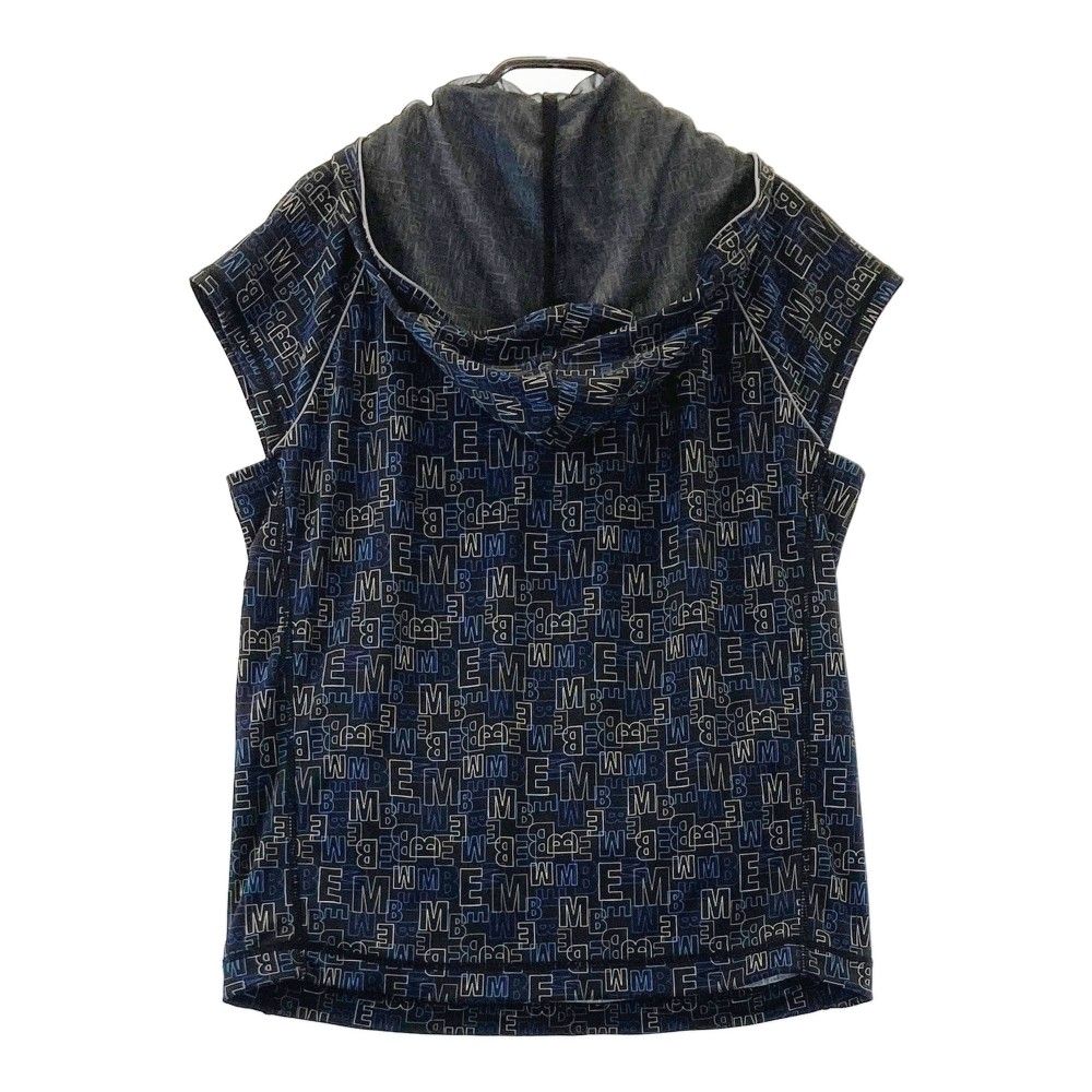 サイズ：2 MASTER BUNNY EDITION マスターバニーエディション  フード付 ハーフジップ 半袖Tシャツ ロゴ 総柄 ブラック系 [240101457523] ゴルフウェア レディース ストスト MASTER BUNNY EDITION マスターバニーエディション フード付