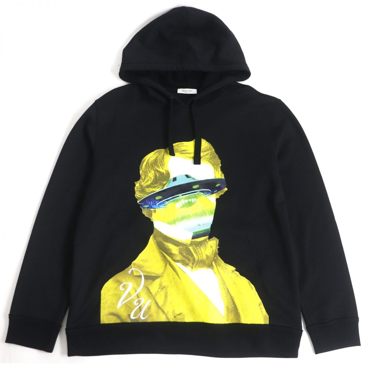 極美品19AW ヴァレンティノ×アンダーカバー SV0MF11F650 UFO/ベートーヴェン プルオーバー スウェットパーカー/フーディー 黒 L 伊製