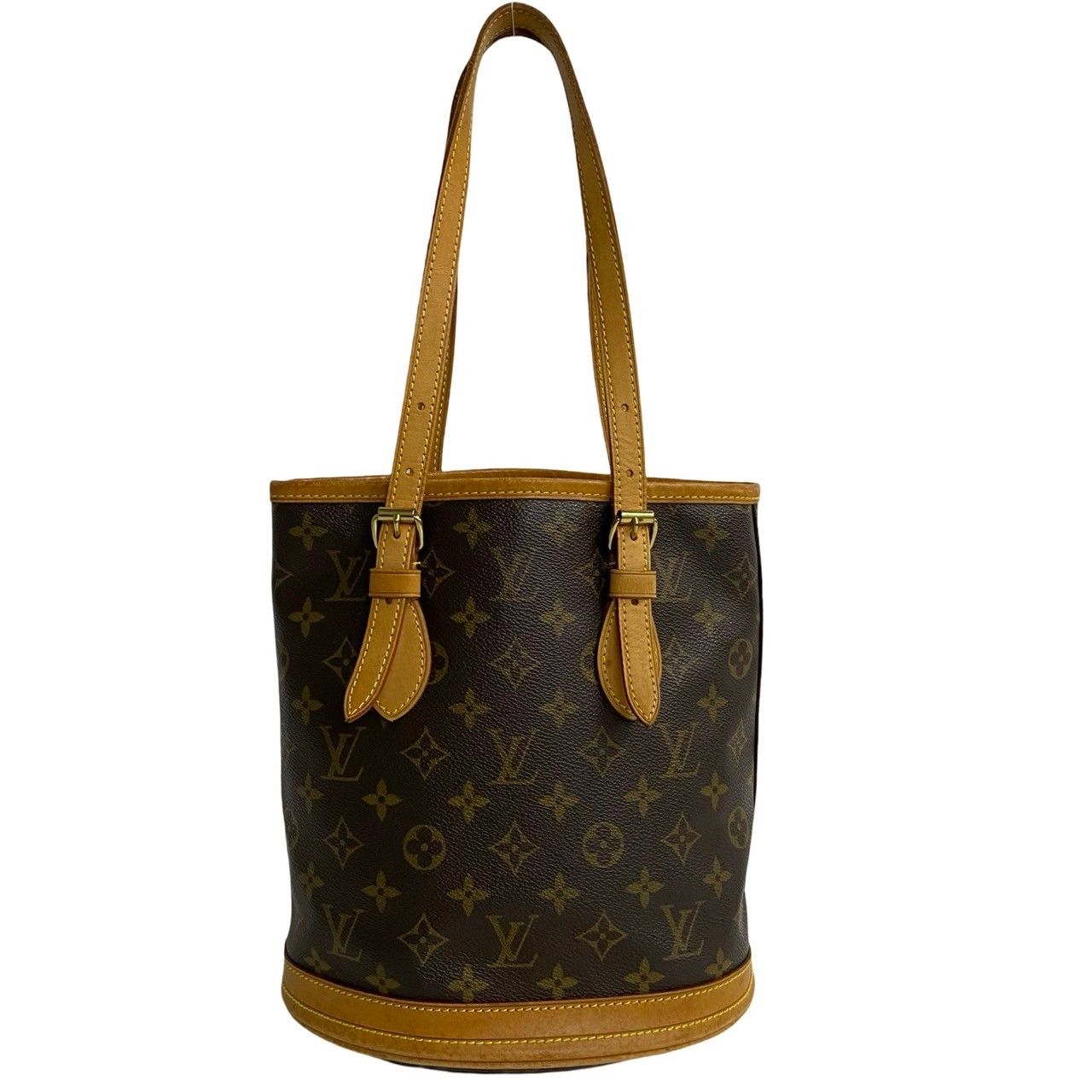 極 美品 袋付き LOUIS VUITTON ルイヴィトン ヴィンテージ バケット PM モノグラム レザー トートバッグ ハンドバッグ ブラウン  5--10 - メルカリ