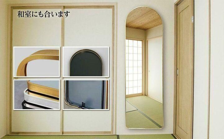 スタンドミラー 姿見鏡 全身鏡 全身 大型 鏡 壁掛け アーチ形 銀1127 
