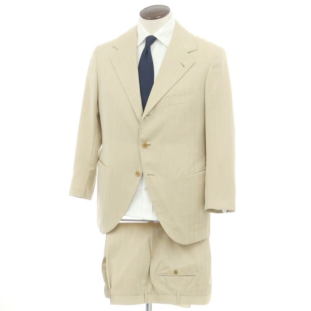 【中古】リベラーノu0026リベラーノ LIVERANOu0026LIVERANO ウール ヘリンボーン 3つボタンスーツ ベージュ【サイズ表記なし(L位)】【メンズ】