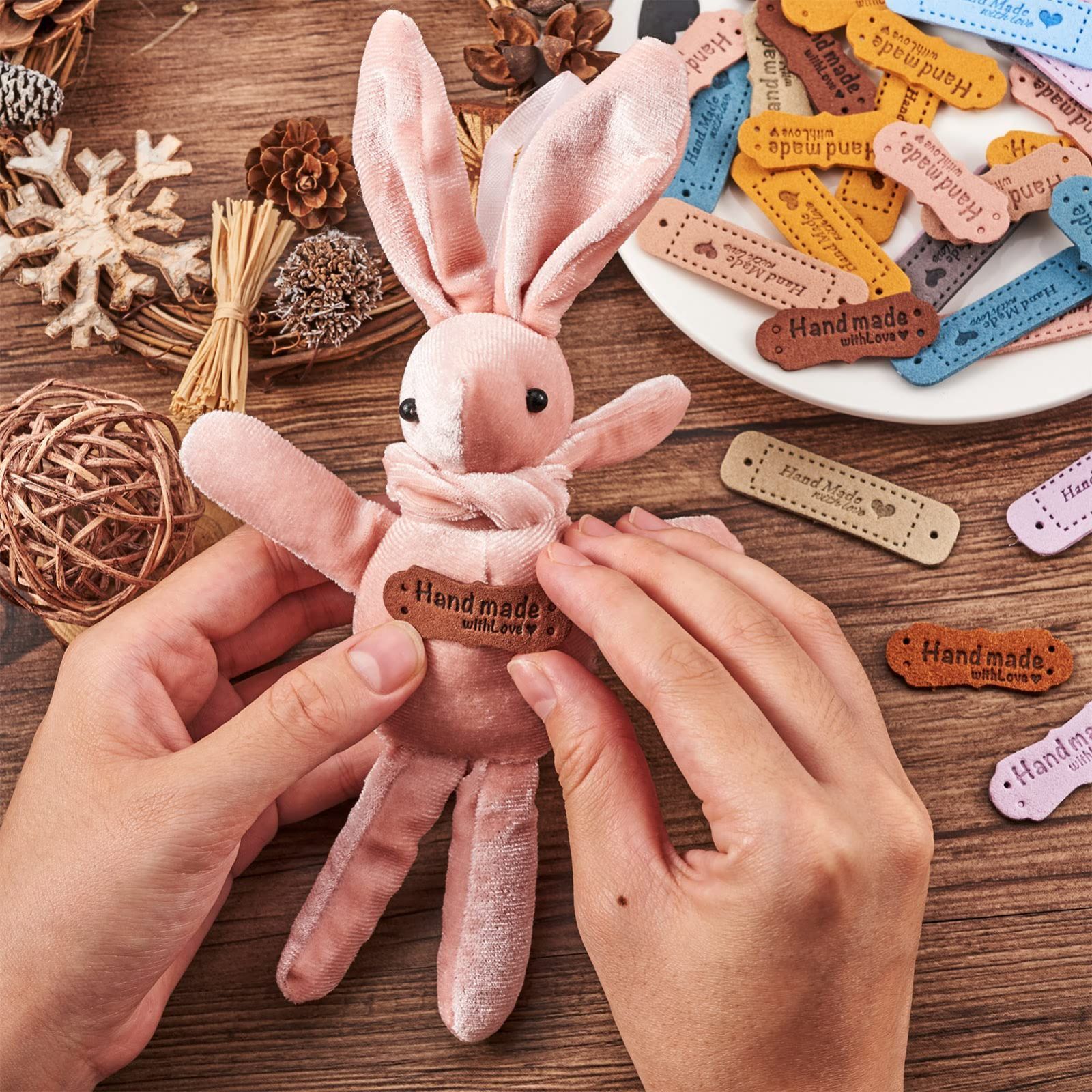 革タグ レザーのラベル 約76枚セット ミックスカラー 縫製タグ 合皮