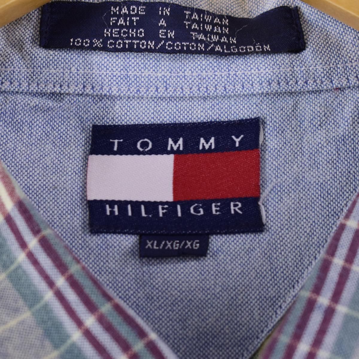 古着 90年代 トミーヒルフィガー TOMMY HILFIGER 半袖 ボタンダウンチェックシャツ メンズXXL ヴィンテージ/eaa260533