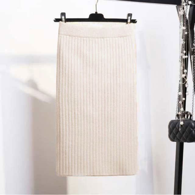 ニットスカート ニット スカート 黒 ニット タイト スカート 事務 ミニ丈 タイトスカート 黒 スリットなし ひざ丈 60cm ハイウエスト ゴム 膝上丈 スカート ニット素材 リブニット goudoudou5304 SIROKUMA-CORPORATION_COM