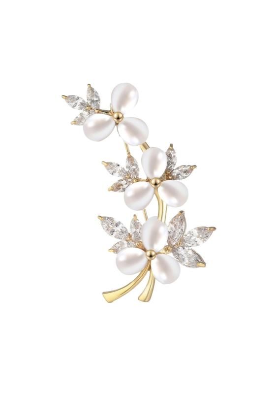 Amazon.co.jp: 淡水真珠ジルコン桜ブローチ 天然貝殼花